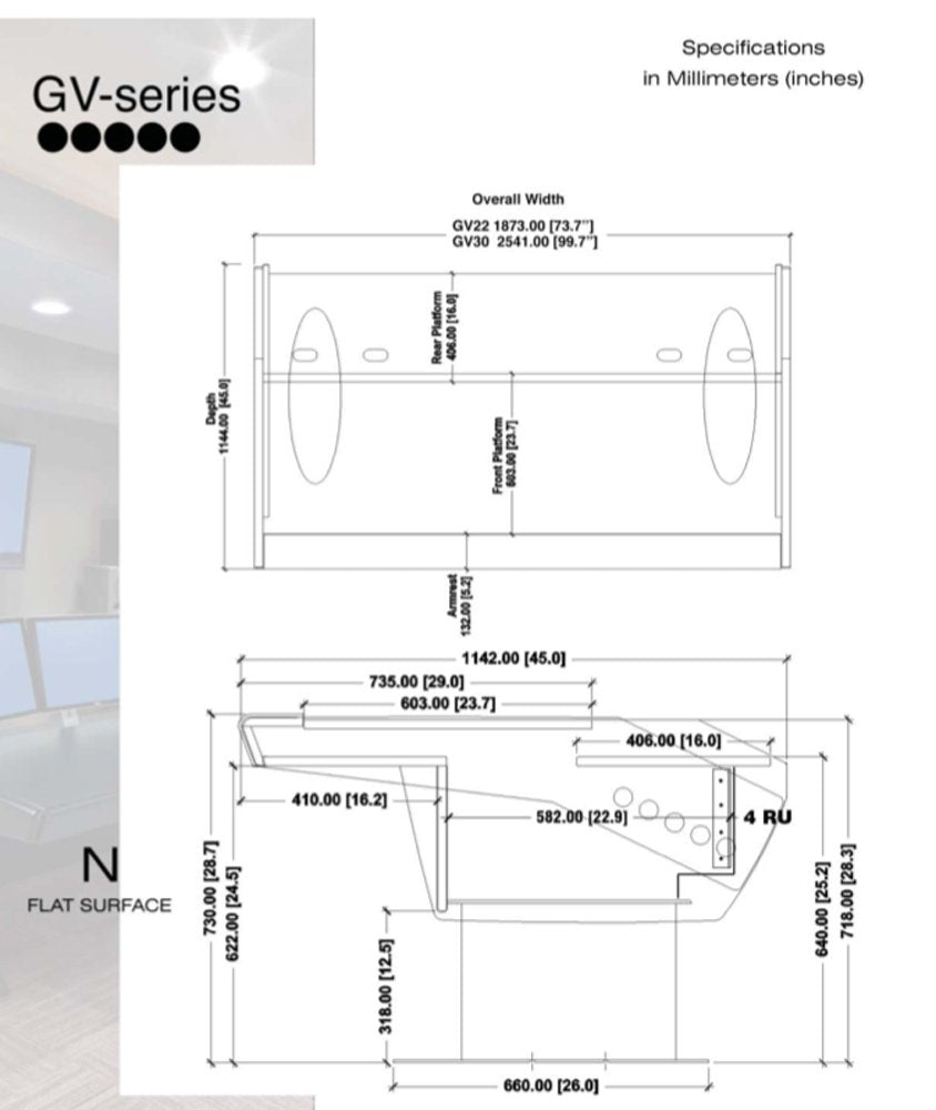 G Series for GV30 Universal Desk w/56" Desk Surface (Black Trim)