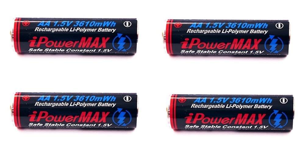 AA 1.5 volt 3610mWh Li-Polymer Rechargeable Battery - 4 Pack