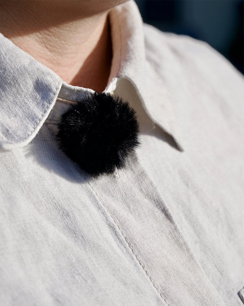 Mini Urchin Lavalier Fur Hood Single Black