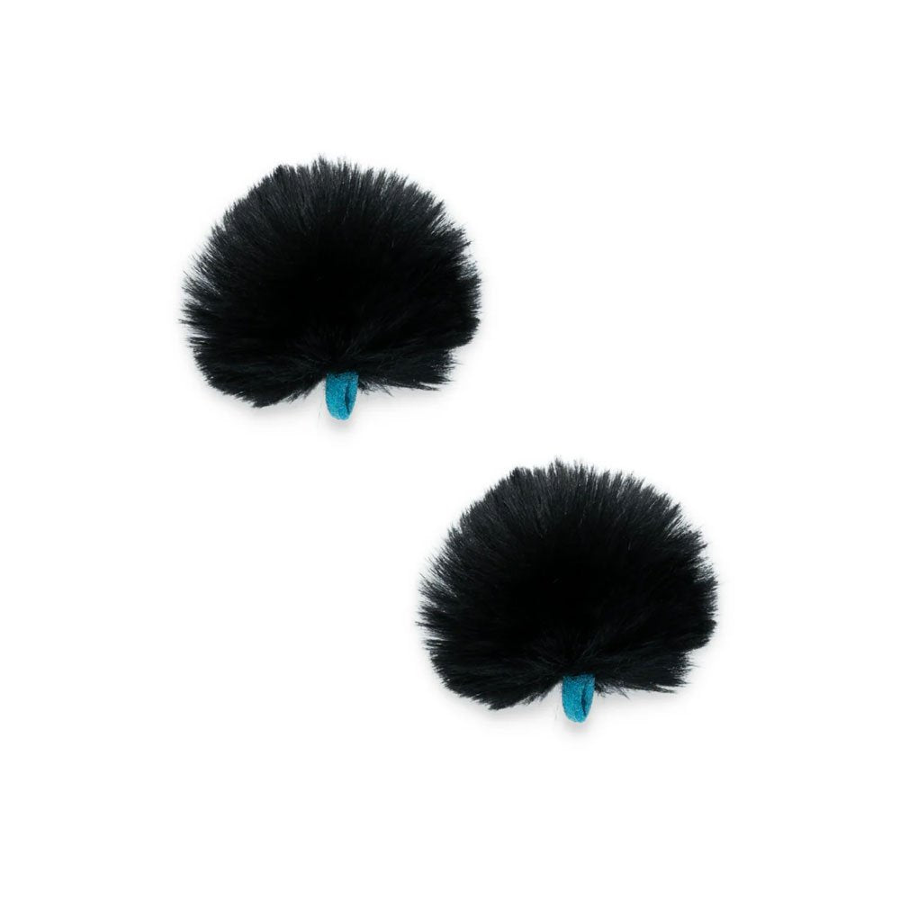 Paire de mousses pour pare-brise Puffer Urchin Lavalier en fourrure noire