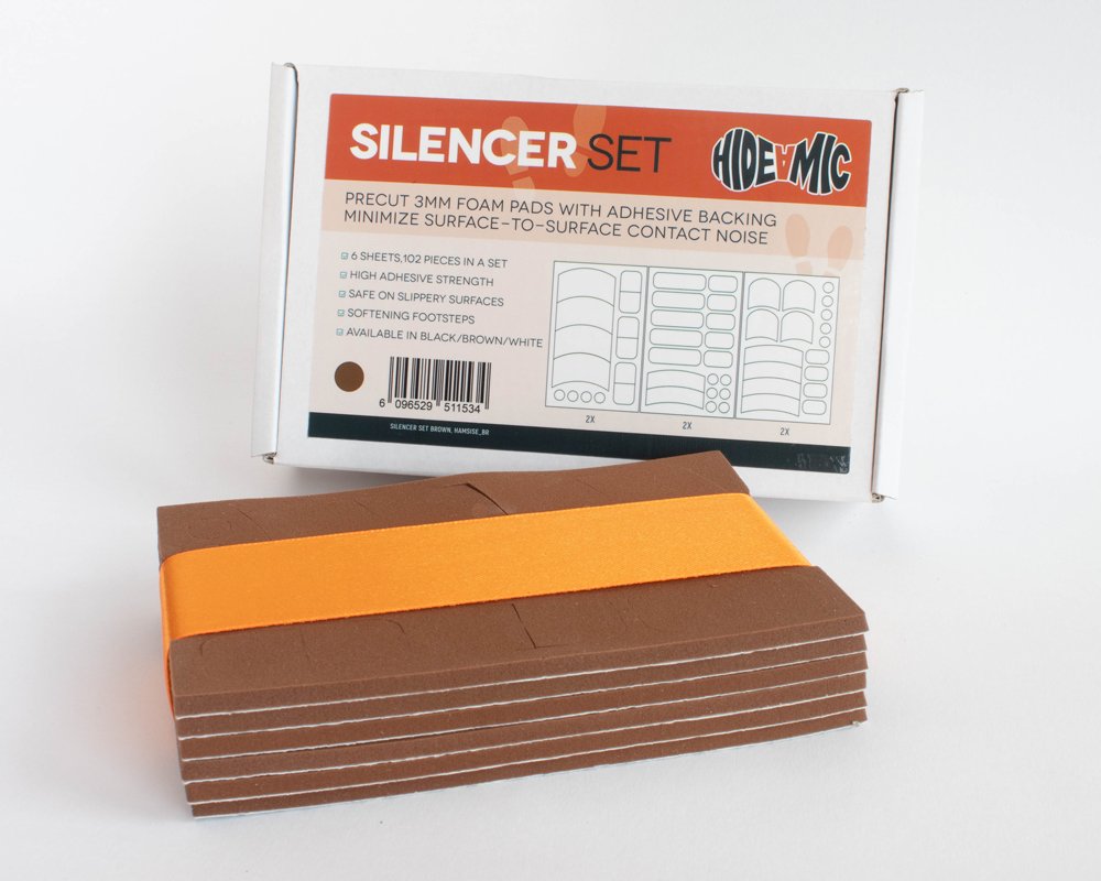 Ensemble de silencieux Hide-a-mic (2x3 feuilles, marron)