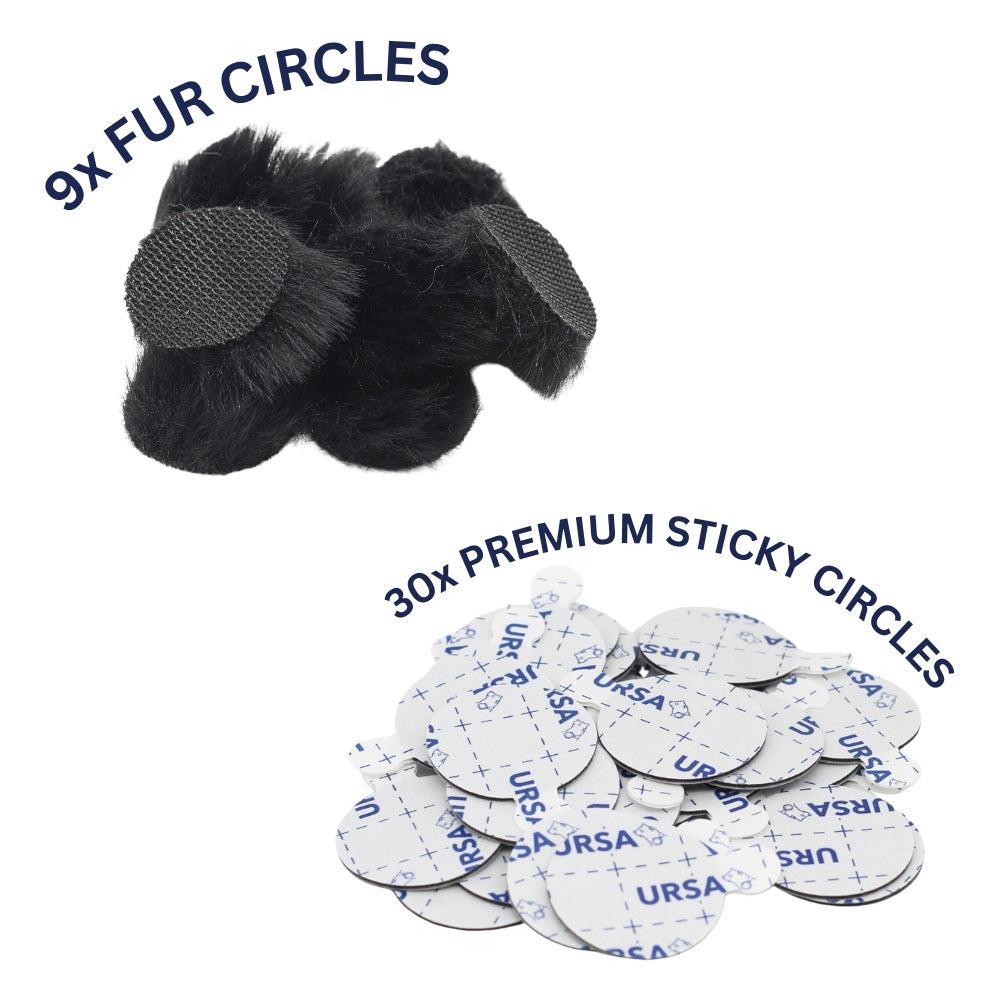 9x Fur Circles + 30x Stickies Single Colour - Black