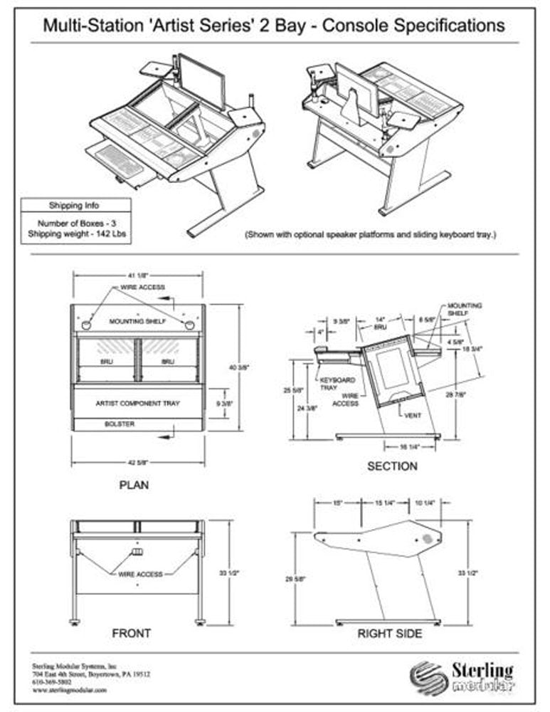 Multi-Station Console for Avid Artist Series Components - 2 Bays