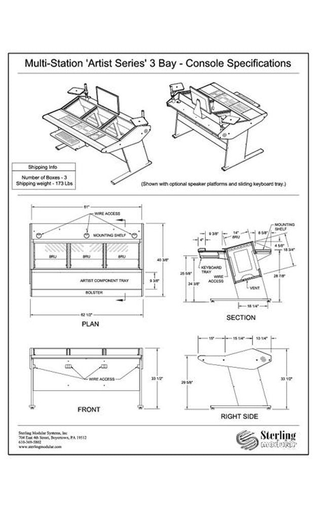 Console multiposte pour composants Avid Artist Series - 3 baies