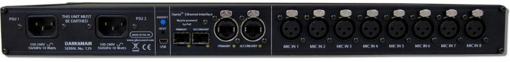 DARK8MAIR - 8 Channel Dante/AES67 Microphone Preamp