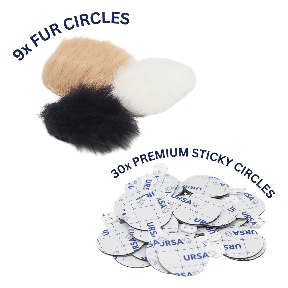 9x Fur Circles + 30x Stickies Multipack (3x: White, Black & Beige)
