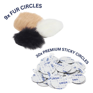 9x Fur Circles + 30x Stickies Multipack (3x: White, Black & Beige)