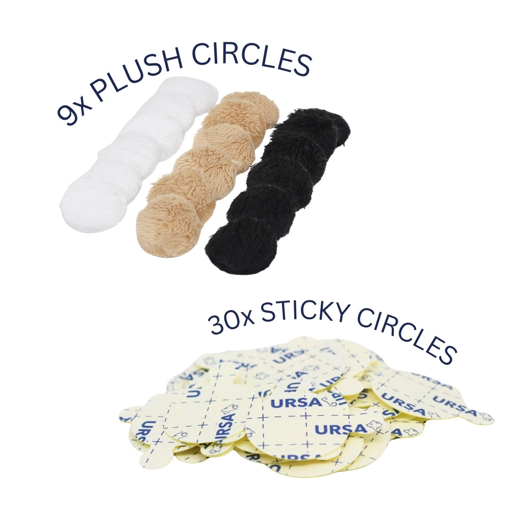 9x Plush Circles + 30x Stickies Multipack (3x: White, Black & Beige)