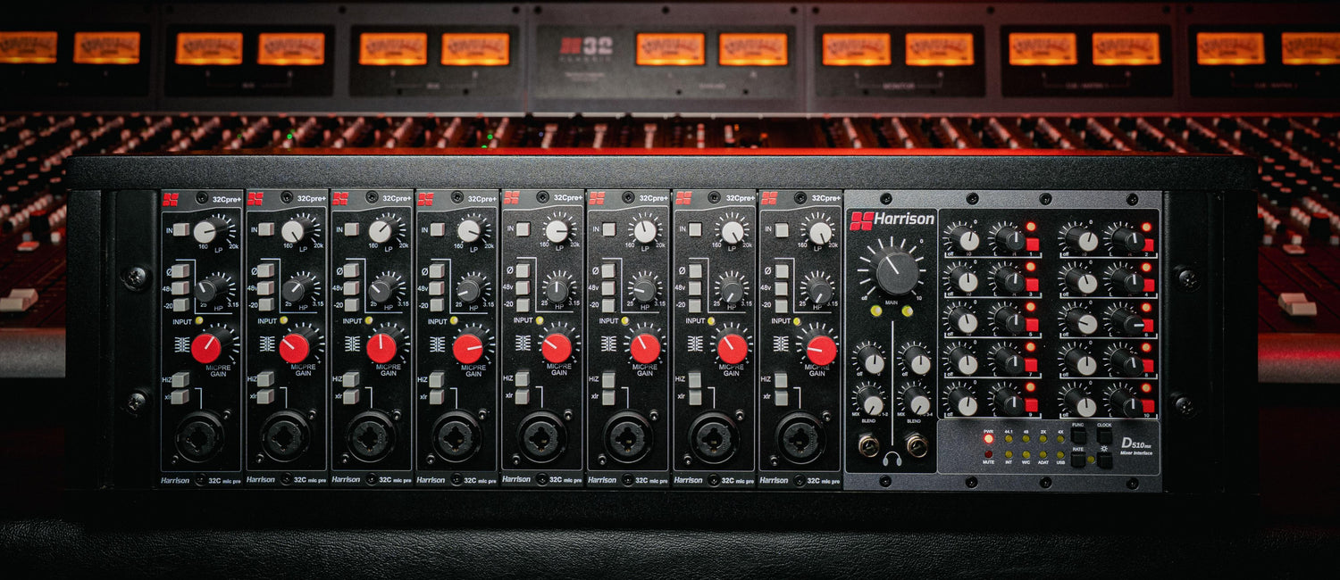 D510r 500 Series Chassis with D510MX Mixer and 8x 500 Series 32C Preamps